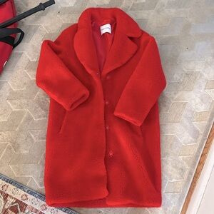 Medium Stand Studio red fleece coat